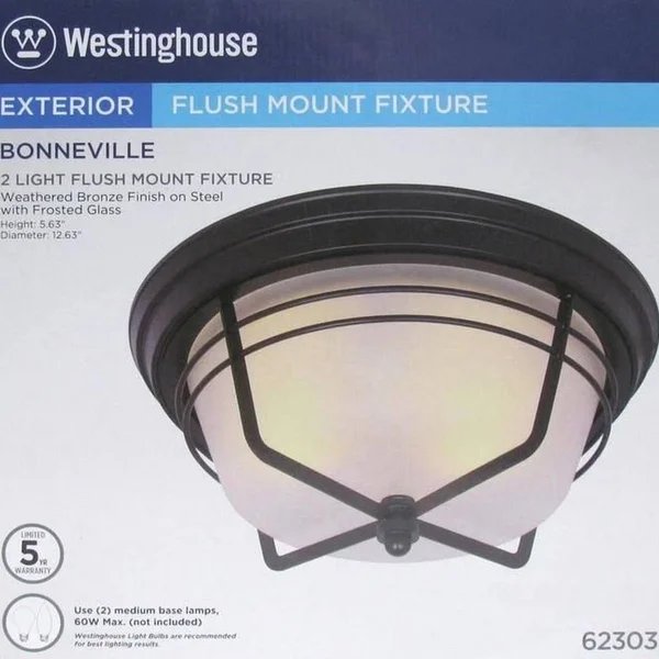 Westinghouse Lighting Bonneville 2-Light Flush Mount, Bronze