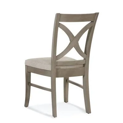 Hues Cross Back Side Chair Braxton Culler Body Fabric: Blue and Cream Stripe; 0201-64, Leg Color: Bisque Finish