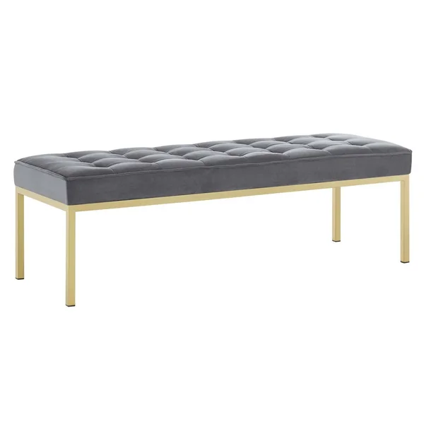 Modway Loft Gold Stainless Steel Leg Large Performance Velvet Bench - Gold Gray
