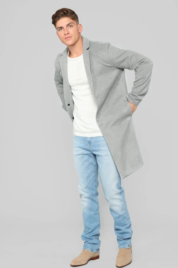 Mens Chadwick Car Coat in Grey Size 2XL by Fashion Nova