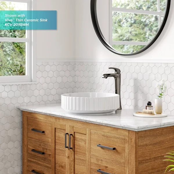 Kraus KVF-1210BG Esta Single Handle Vessel Bathroom Faucet with Pop-Up Drain - Brushed Gold