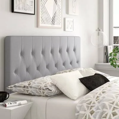 Sasha Upholstered Panel Headboard Zipcode Design Size: Queen - Upholstery: Gray