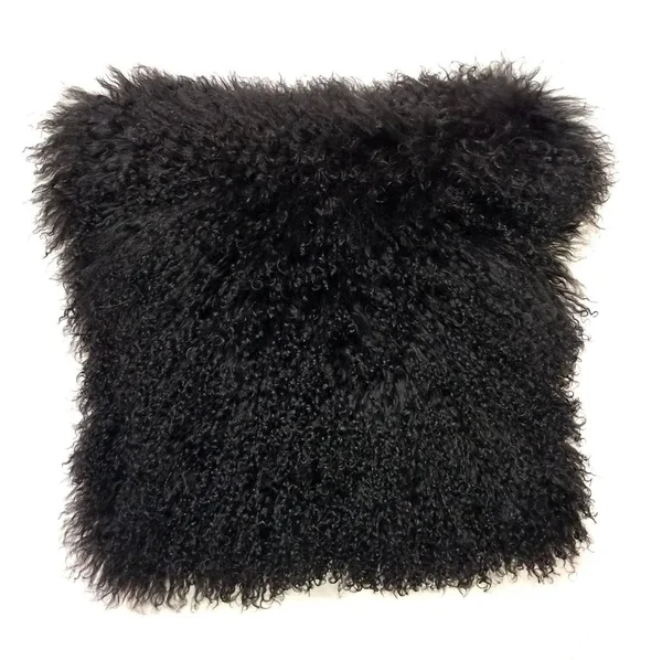 20x22 Black Genuine Tibetan Lamb Fur Pillow with MicroSuede Backing