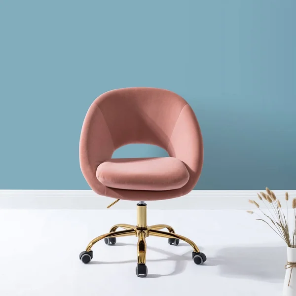 Savas Mid-Century Modern Upholstered Swivel Task Chair - Navy