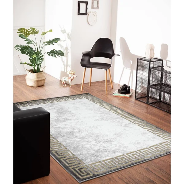 MDA Home Brooklyn Gray Contemporary Polypropylene Area Rug - 5&2x22 x 7&5x22