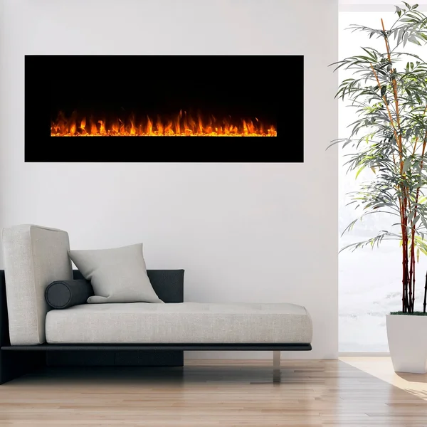 Northwest 54x22 LED Fire & Ice Electric Fireplace & Remote, Black