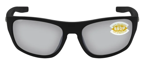 Costa Del Mar Tico 580P Polarized Sunglasses, Matte Black/Gray Silver Mirror