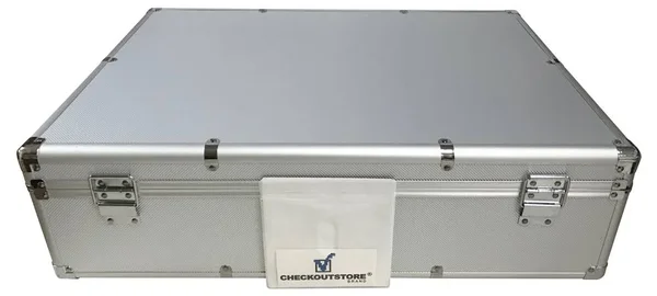 CheckOutStore Aluminum CD/DVD Storage Box (Holds 1000 Discs) Silver, 580 mm x 420 mm x 164 mm