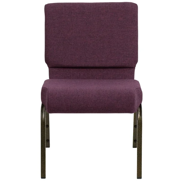 Hercules Series 21&&W Stacking Church Chair Plum Fabric/Gold Vein Frame