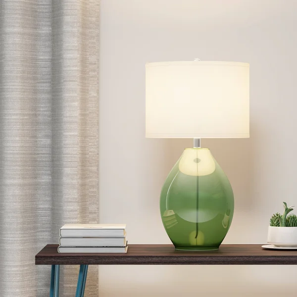 Palm Canyon Sunflower 1-Light Green Glass Table Lamp 19856251