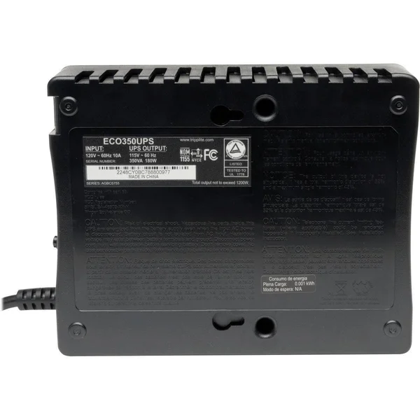 Tripp Lite UPS 350VA 210W Eco Green Battery Back Up Compact 120V USB RJ11 UPS - 210W - 350 VA