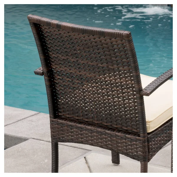 Cordoba 2pk Wicker Patio Dining Chair with Cushion - Brown - Christopher Knight Home