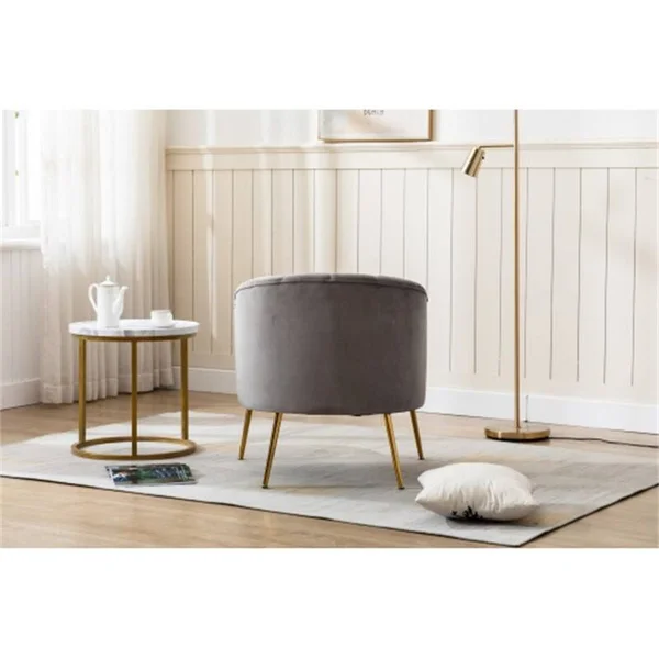 Modern 28.00x22 Wide Tufted Velvet Barrel Chair with Metal Legs - Fabric - Pink