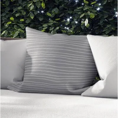 Waithman Linear Outdoor Square Pillow Cover & Insert Longshore Tides Color: Gray - Size: 18x22 x 18x22