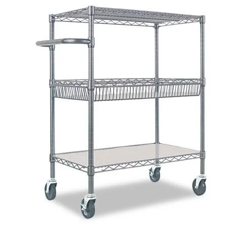 Three-Tier Wire Rolling Cart - 34W x 18d x 40H, Black Anthracite