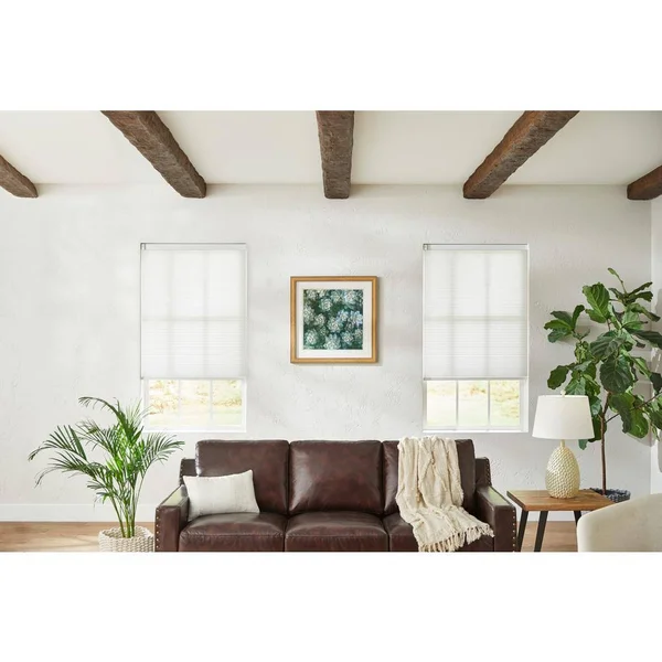 Home Decorators Collection White Cordless Light Filtering Cellular Shade - 24.5 in. W x 72 in. L (Motorization Compatible) - Whis