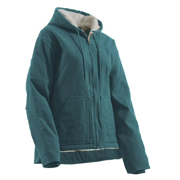 Berne Women's Washed Duck Sherpa-Lined Hooded Coat, Baltic Blue