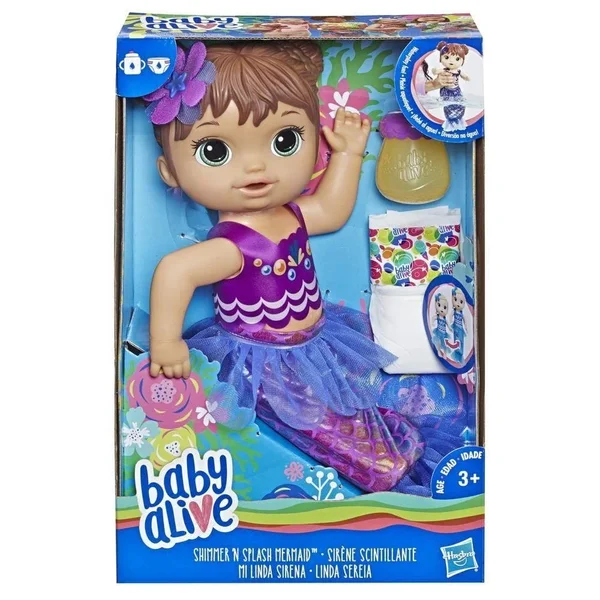 Baby Alive Shimmer &n Splash Brown Hair Mermaid Baby Doll