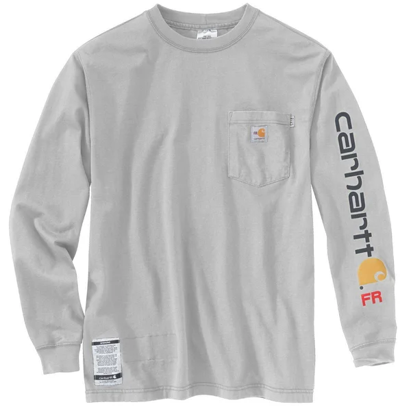 Carhartt Cotton Flame-Resistant Force Graphic Long-Sleeve T-Shirt - Light Gray, 3XL Regular