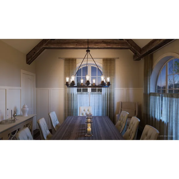 Urban Ambiance Luxury Farmhouse Chandelier, Size: 34-1/2 inchh x 36 inchw, with Transitional Style Elements, Charcoal Finish, Uh