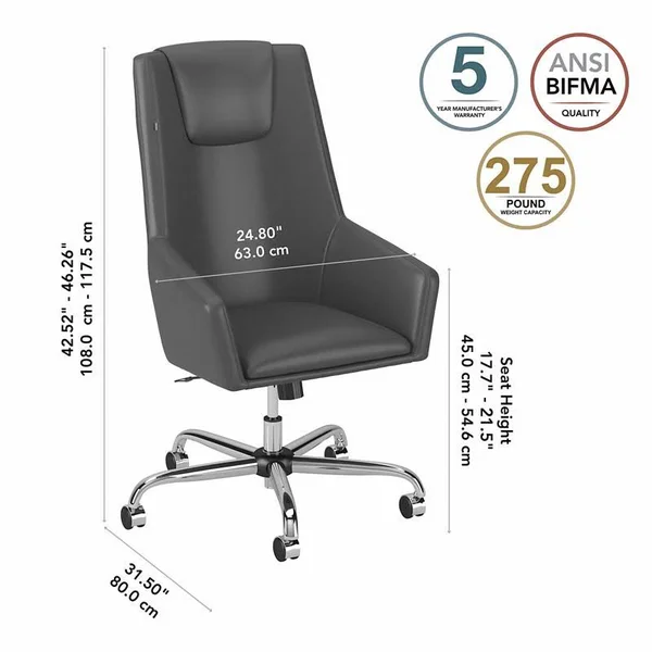 BBF 400 Series High Back Leather Box Chair in Dark Gray