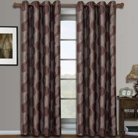 Savanna Pair (Set of 2) Jacquard Grommet Window Curtain Panels, Men's, Size: 104 x 84, Brown