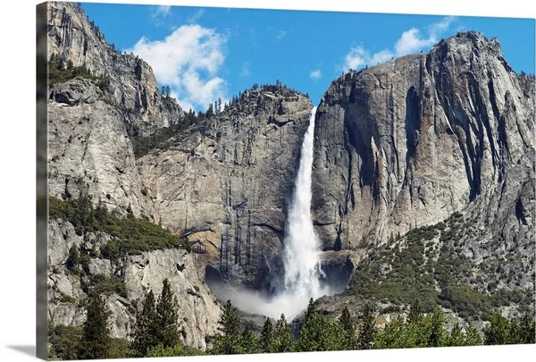 View of Yosemite Falls in SPRING - Yosemite National Park, California, Canvas Wall Art, 60x40, Great Big Canvas