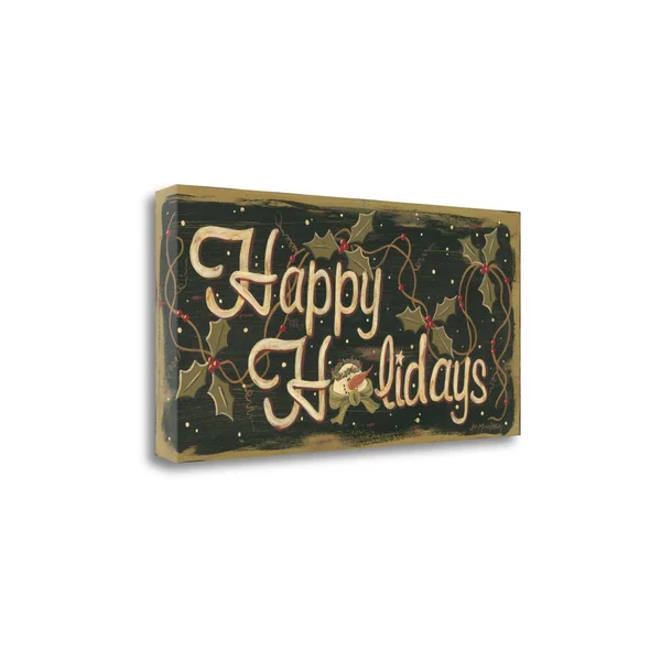 Tangletown Fine Art Happy Holidays by Jo Moulton, Fine Art Giclee Print on Wrap Canvas, 31x15x22