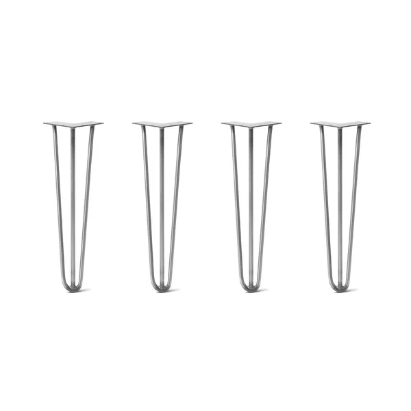 Hairpin Legs Set of 4, 3-Rod Design - Raw Steel, 14x22, Raw Steel, 1/2x22