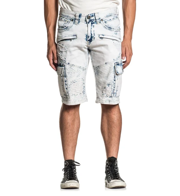 Affliction Hunter Fallen Fulton 110DS105 New Denim (Blue) Fashion Cargo Shorts for Men - Size: 38