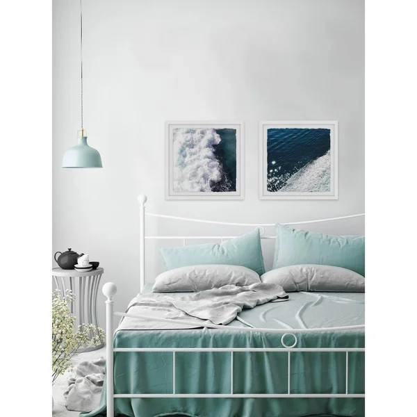 Marmont Hill MH-INGBED-1413-WFPFL-64 32x22 x 64x22 - Two Panel Framed Giclee Waves P Blue
