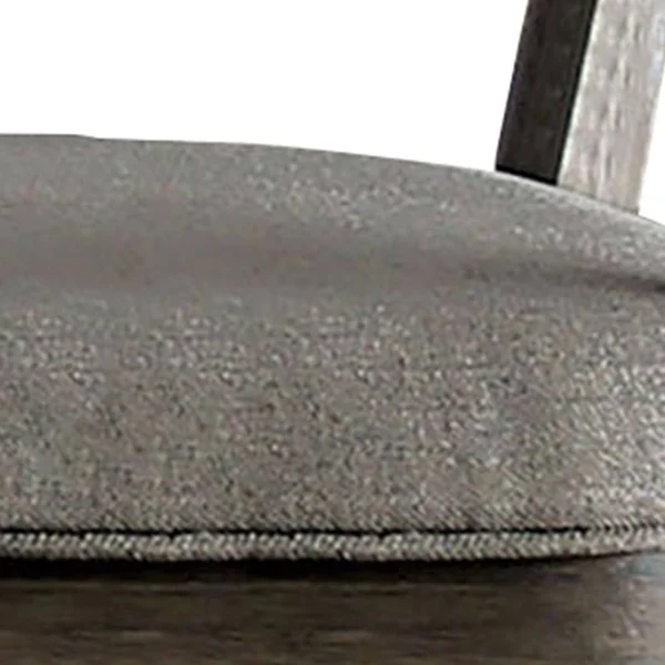 Fabric Upholstered Wooden Side Chair with Paneled BACK, Set of 2, Gray