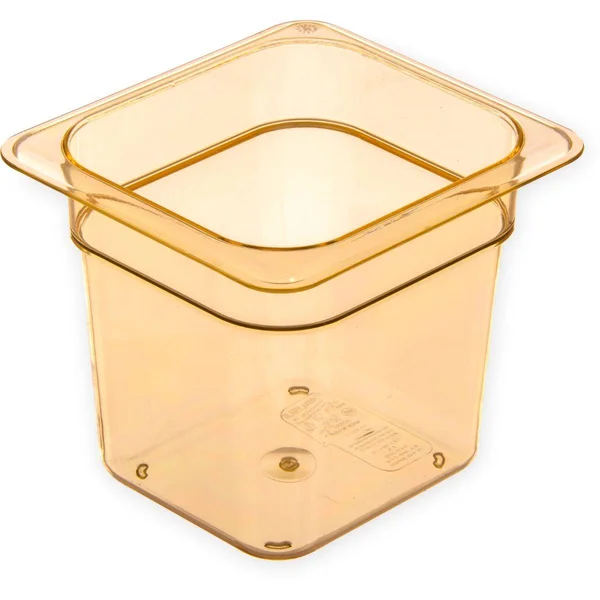 Carlisle 3088513 StorPlus 1/6 Size Amber High Heat Plastic Food Pan - 6x22 Deep