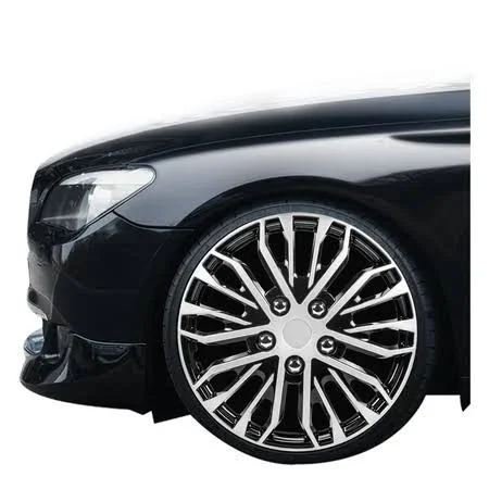 Pilot Automotive WH141-16S-B 16 inch Apex Black and Silver Universal Hubcap Wheel Covers for Cars, Set of 4, Fits Toyota Volks