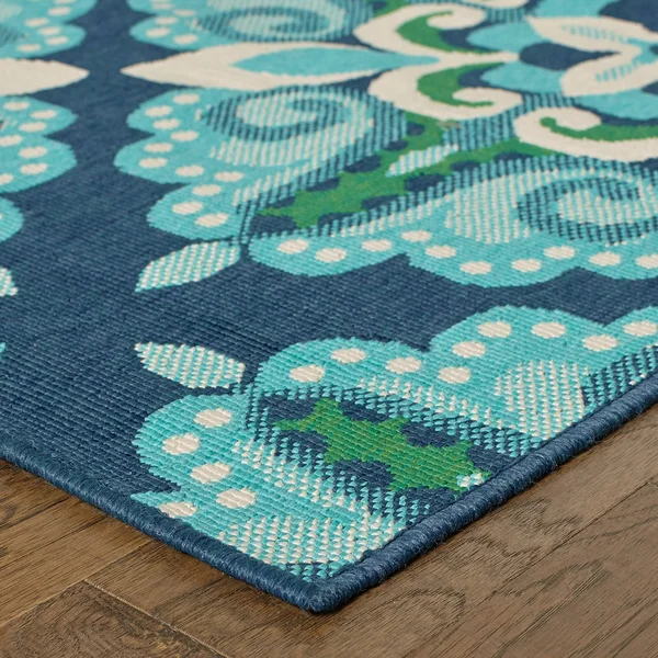 Havenside Home Lewisburg Medallion Blue/ Green Indoor-Outdoor Area Rug - 6&7 x 9&6 (6&7x22 x 9&6x22)