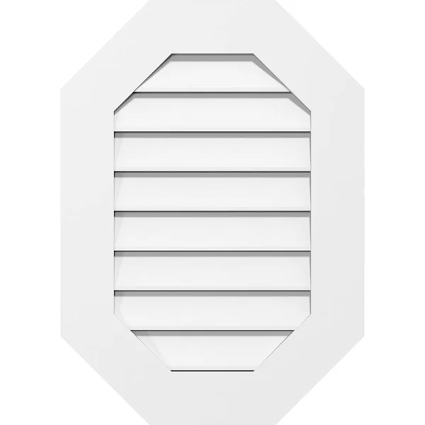 Ekena Millwork GVPOV22X4201SF 22x22W x 42x22H Vertical Elongated Octagon Surface Mount PVC Gable Vent: Functional - w/ 3-1/2x22W