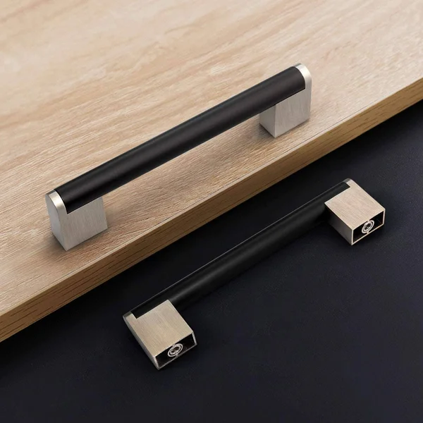 Fulgente European Modern Cabinet Pulls - Stainless Steel Kitchen Cabinets Hardware Drawer Handles Flat Black with Brushed Nickel