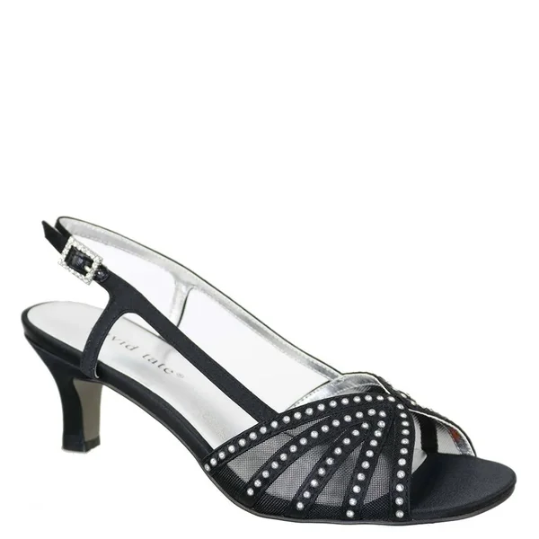 David Tate Women's Sizzle Slingback, Size: 6.5, Black Satin
