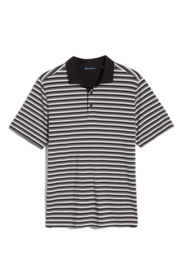 Cutter & Buck Men's Black Tall Forge Polo Multi Stripe