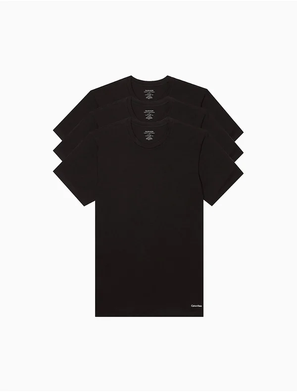 Calvin Klein NB2925 Big & Tall Cotton Crew T-Shirt - 3 Pack - Black