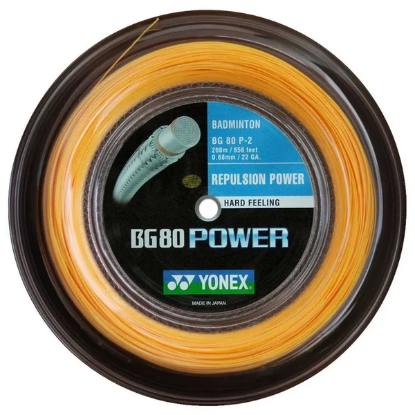 Yonex BG80 Power Badminton String - 200m Reel, Color- Orange