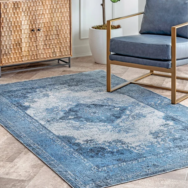 nuLOOM Faded Vintage Medallion Area Rug - 7& 6x22 x 9& 6x22 - Dark Gray