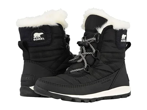 Sorel Youth Whitney Short Lace Boot - 3 - Black - Sea Salt
