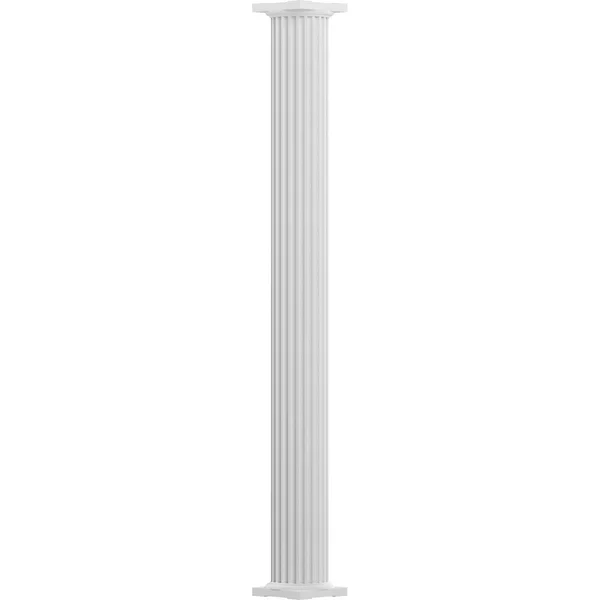 6x22 x 8& Endura-Aluminum Column - Round Shaft (Load-Bearing 20, 000 lbs), Non-Tapered, Fluted, Textured White Finish w/ Capital u