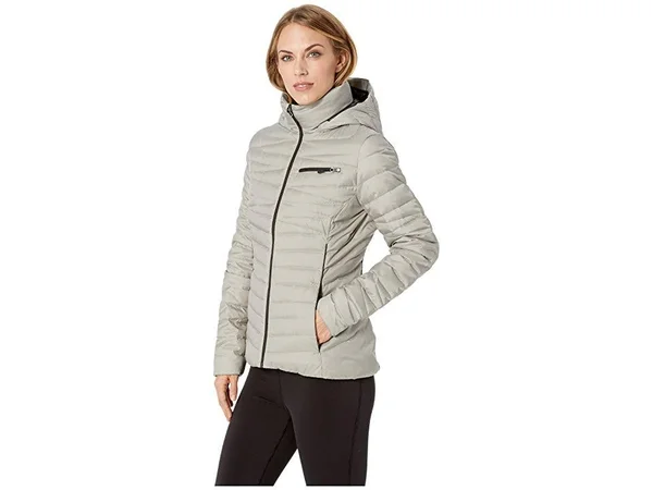 Spyder Women's Timeless Hoody Down Jacket, Alloy/Black, Small