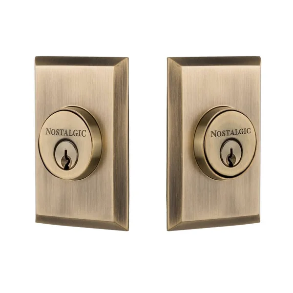 Nostalgic Warehouse NYKNYK_2CYL_234_NA New York Solid Brass Double Cylinder Deadbolt, Gold