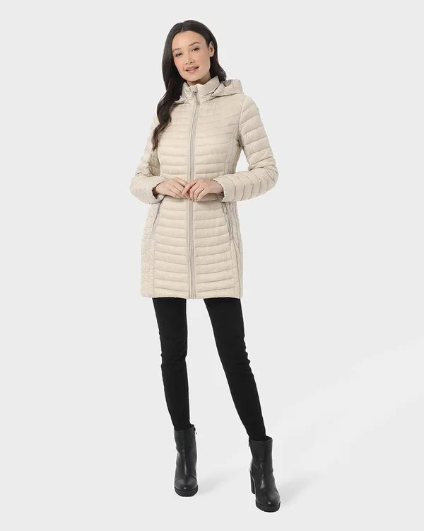 32 Degrees Women's Ultra-Light Long Packable Down 3/4 Jacket Darkest Spruce - XL
