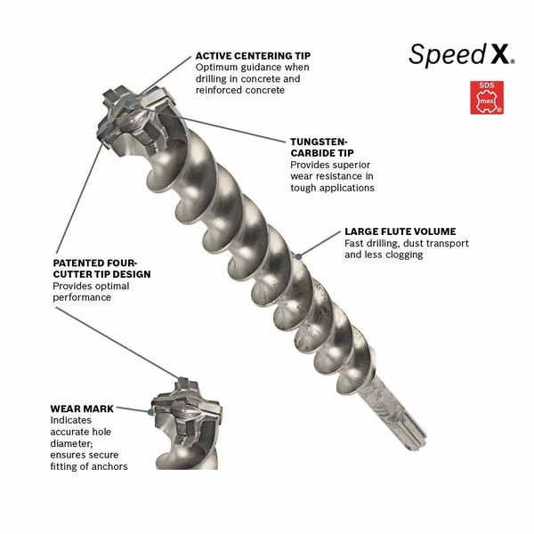 Bosch HC5092 1-1/2 In. x 29 In. SDS-max Speed-X Rotary Hammer Bit