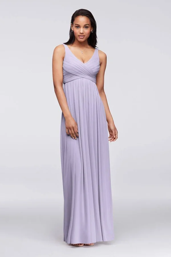 Long Mesh Bridesmaid Dress with Cowl Back Detail - Iris (Purple) - 10