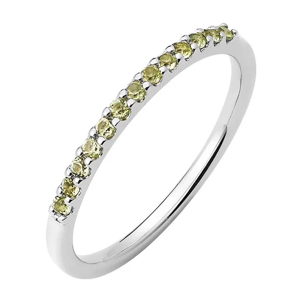 14K White Gold Peridot Gemstone Band Ring - Women's, Size: 7.5, Green